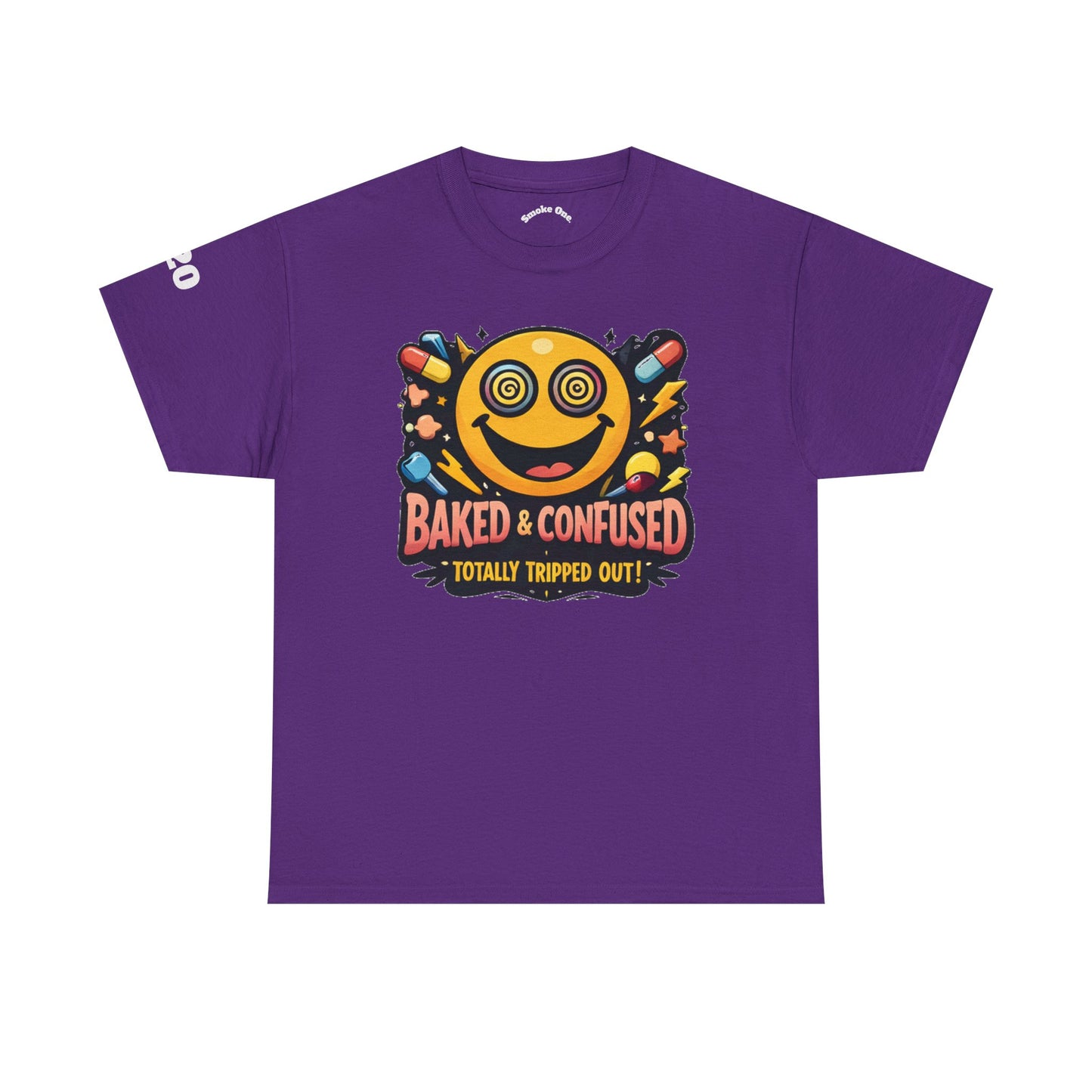 T-Shirt — Baked & Confused Smiley Graphic Tee ("Smoke One")