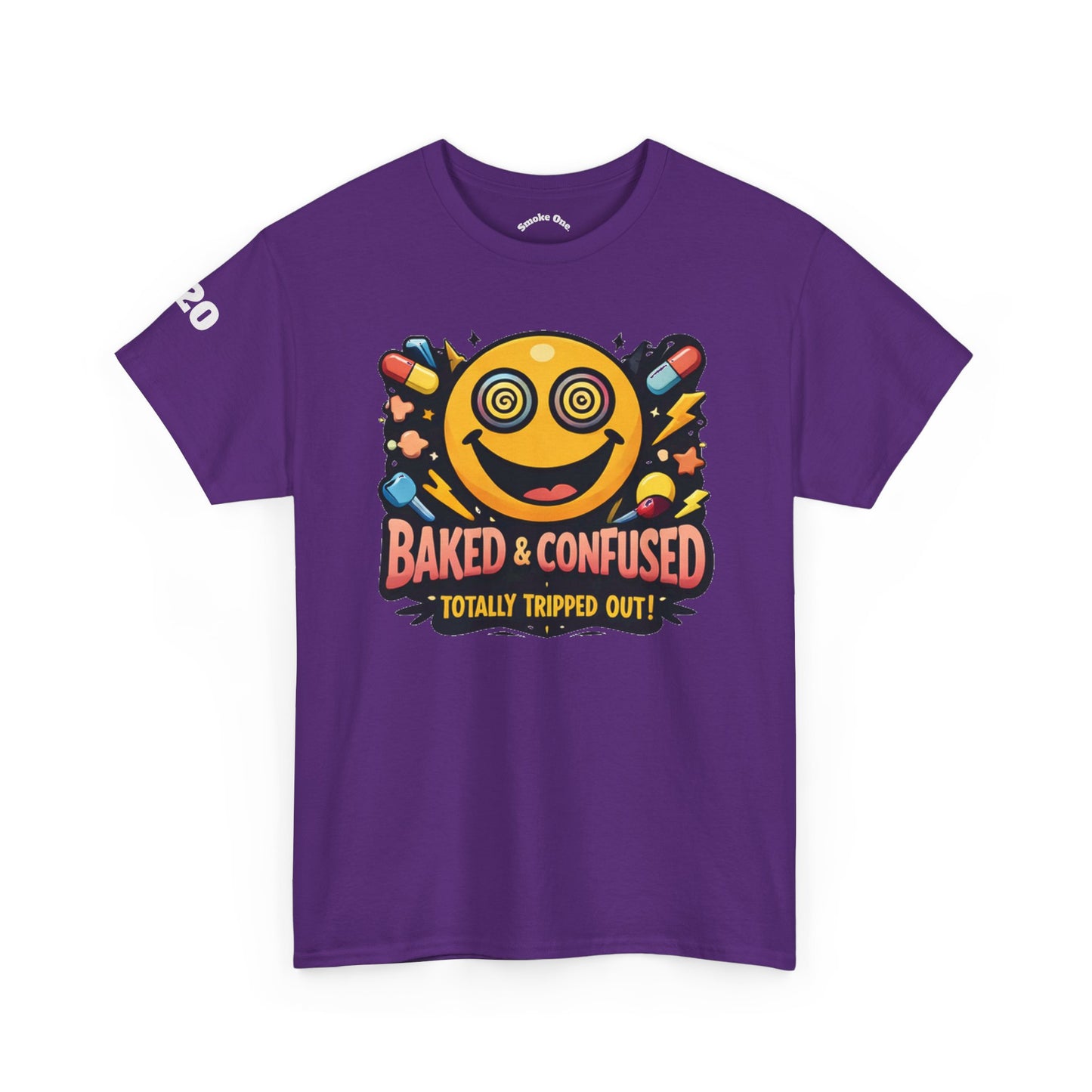 T-Shirt — Baked & Confused Smiley Graphic Tee ("Smoke One")