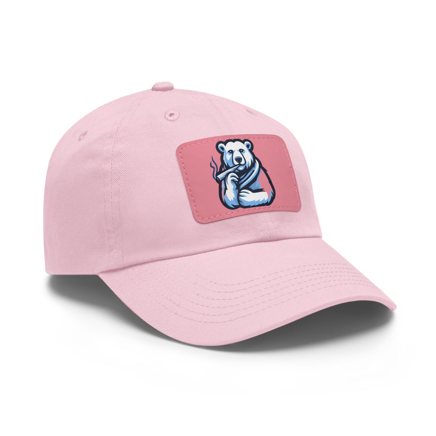 Dad Hat Smoke One Polar bear with Leather Patch (Rectangle)
