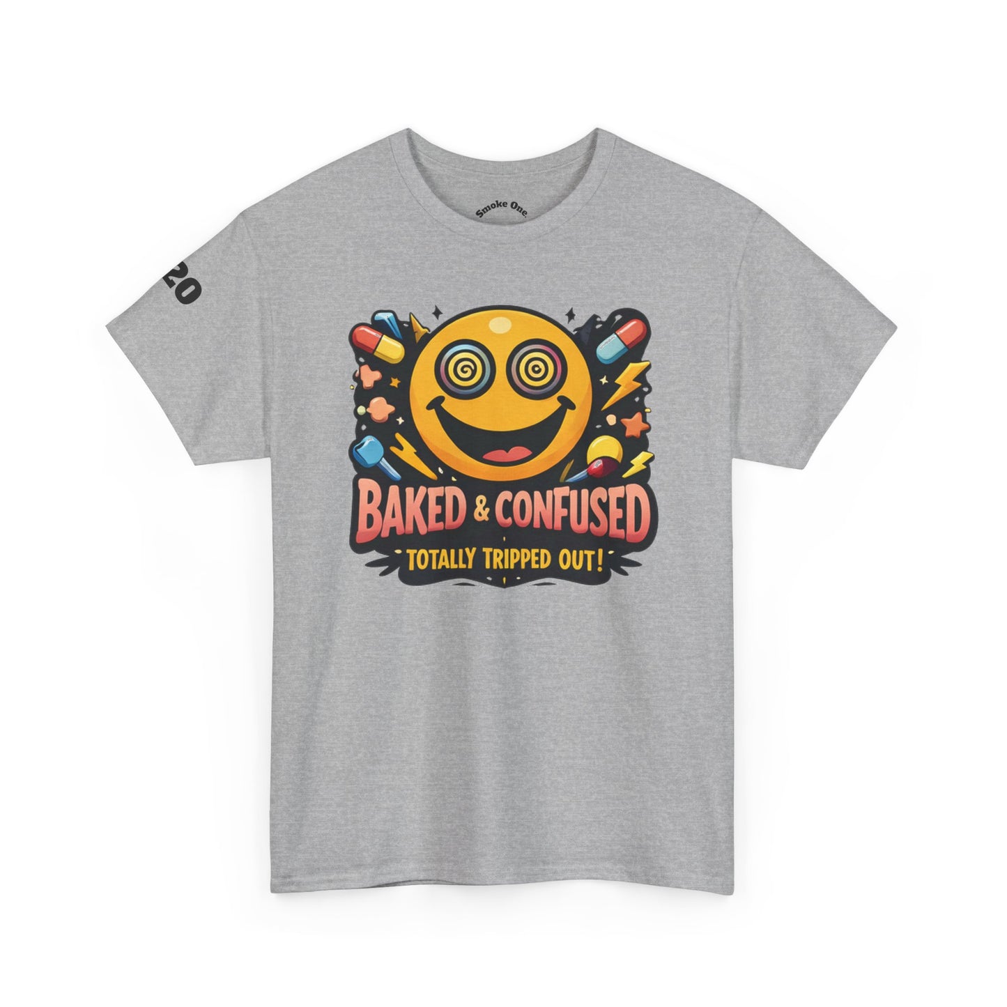 T-Shirt — Baked & Confused Smiley Graphic Tee ("Smoke One")