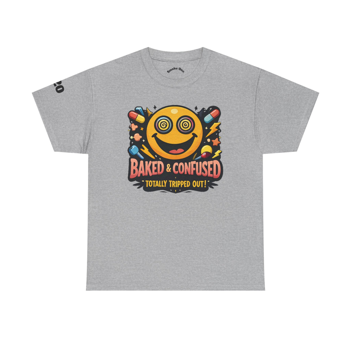 T-Shirt — Baked & Confused Smiley Graphic Tee ("Smoke One")