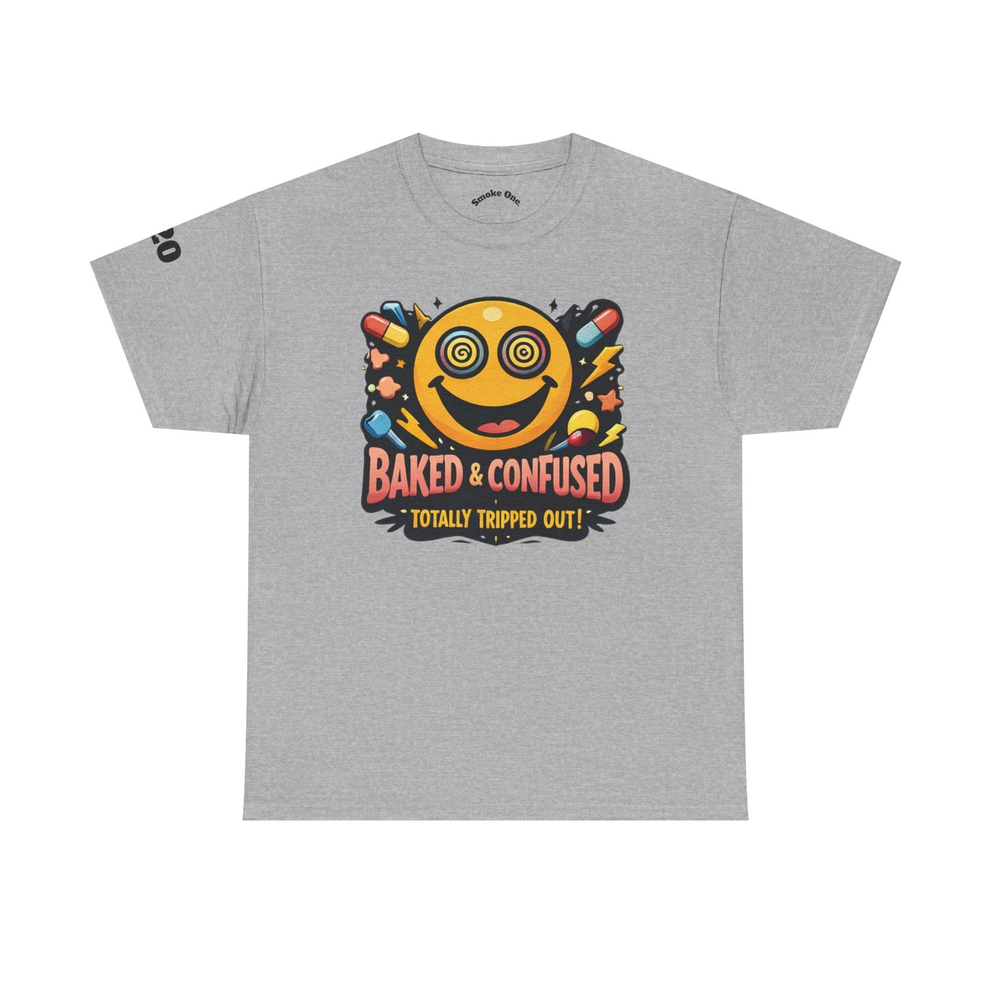 T-Shirt — Baked & Confused Smiley Graphic Tee ("Smoke One")