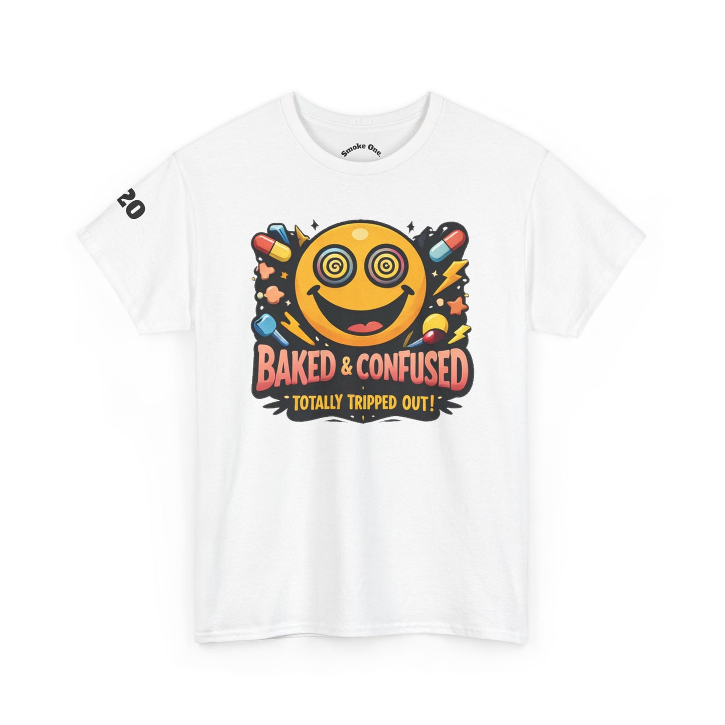 T-Shirt — Baked & Confused Smiley Graphic Tee ("Smoke One")