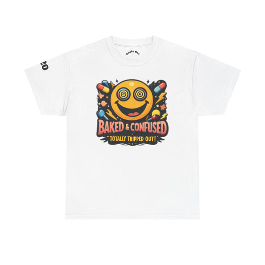 T-Shirt — Baked & Confused Smiley Graphic Tee ("Smoke One")