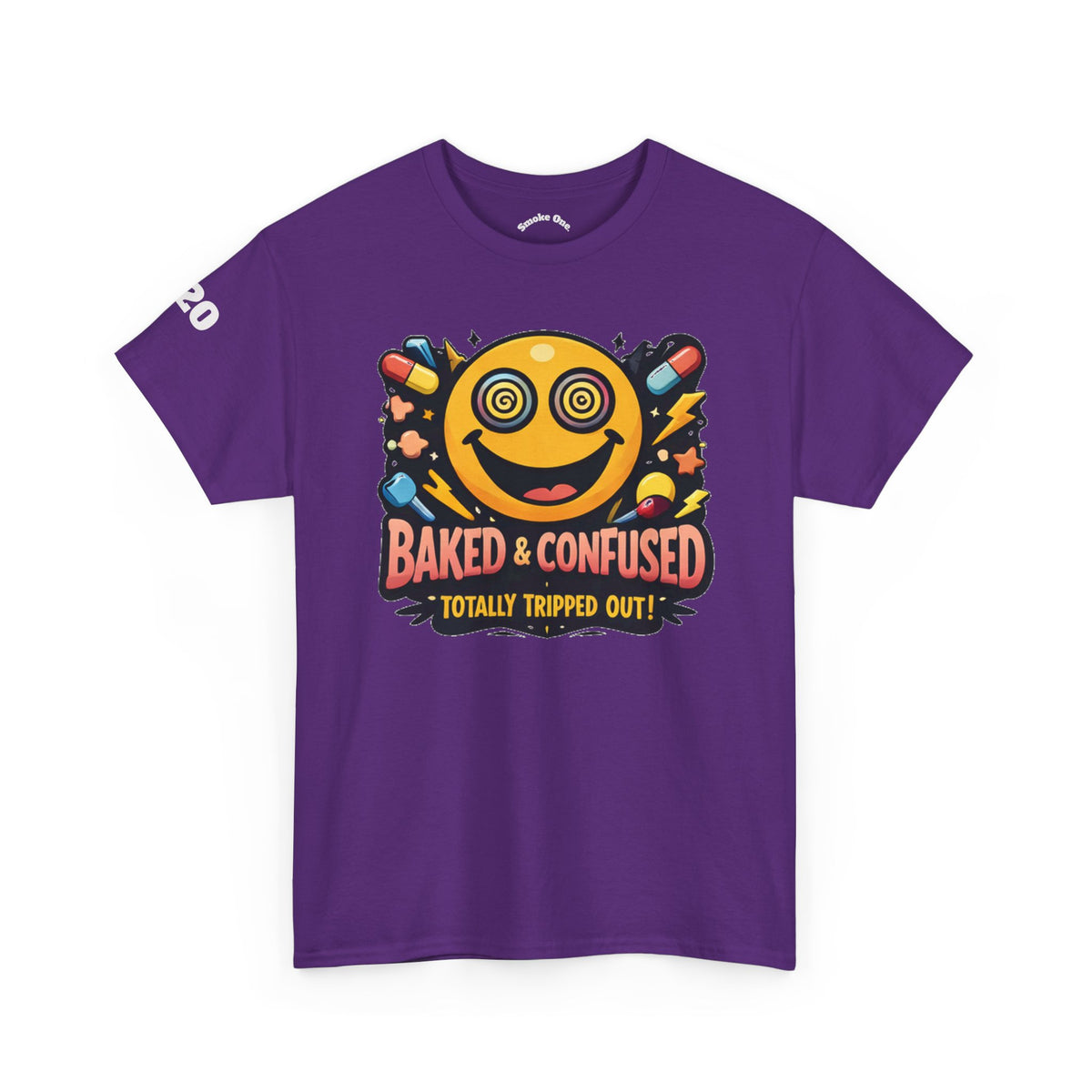 T-Shirt — Baked & Confused Smiley Graphic Tee ("Smoke One")