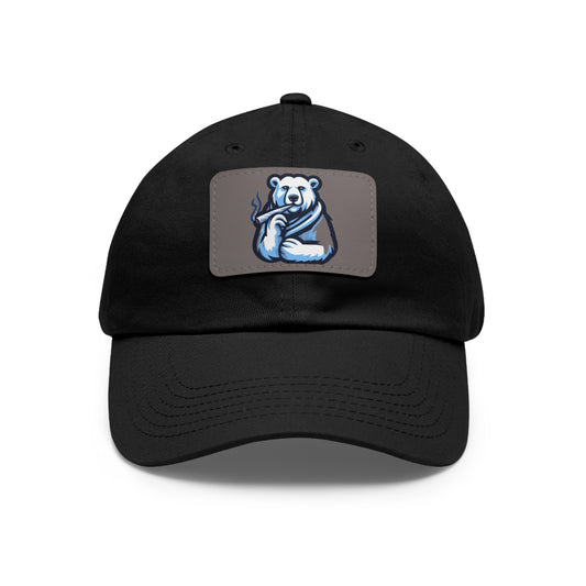 Dad Hat Smoke One Polar bear with Leather Patch (Rectangle)