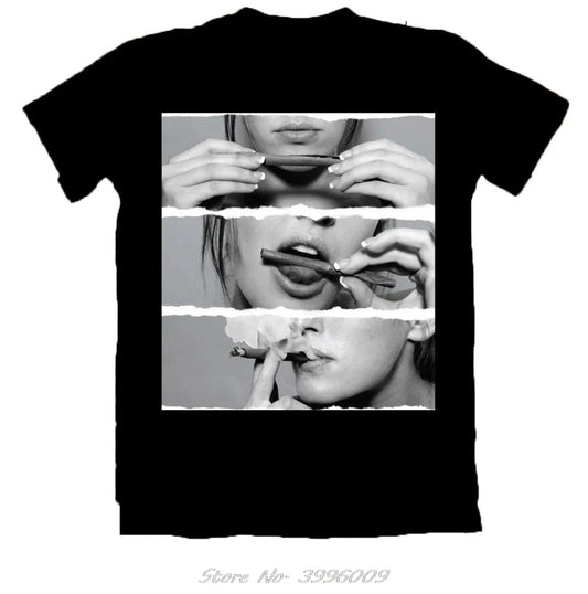 Men T Shirt  Summer Male O-Neck Sexy Girl Rolling Blunt Weed & Smoke Unisex T-Shirt Shirt Printing Tees Streetwear