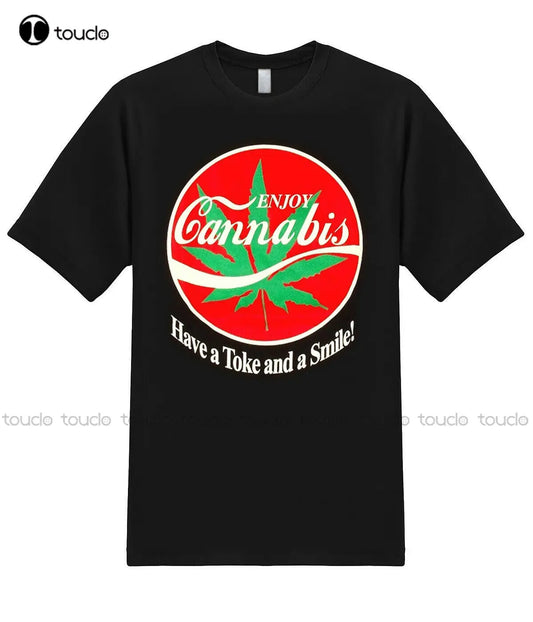 New Enjoy Cannabis Toke Marijuana Weed Pot Cannabis Ganja 420 Stoner Graphic T-Shirt Cotton Tee Shirt