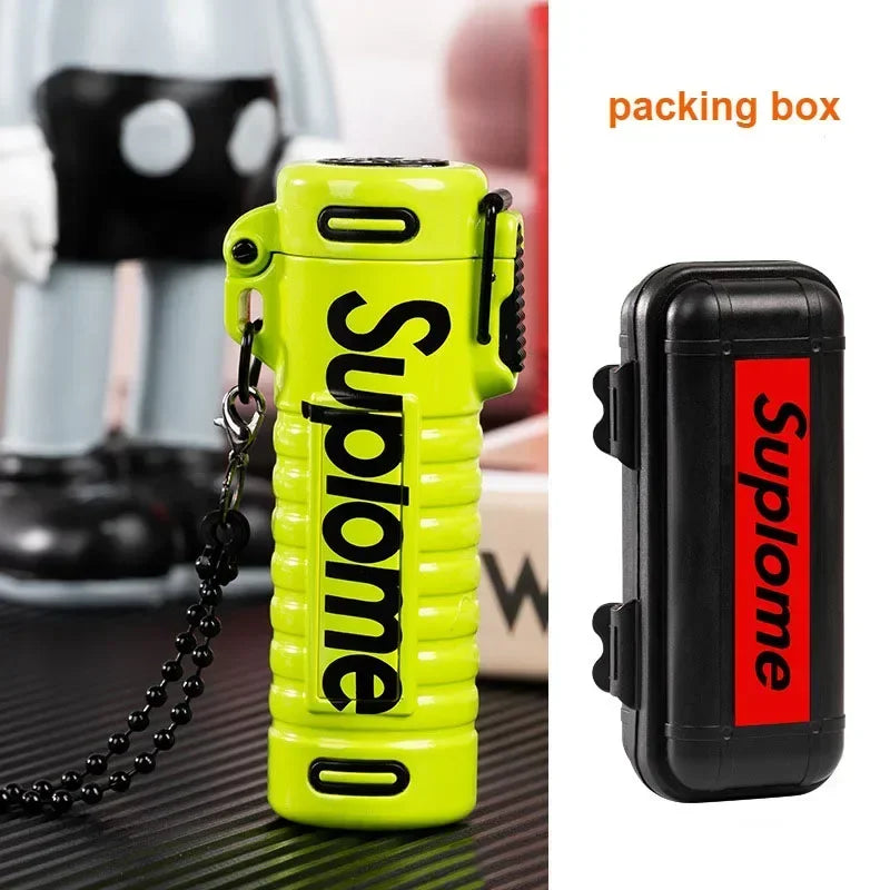 Letter Logo Windproof Lighter Boyfriend Gift Waterproof Jet FlameStrong Firepower Flashlight Smoking Accessories