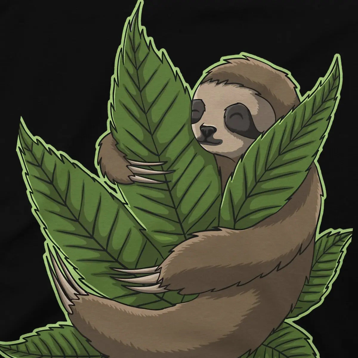 Sloth Cute Huging Marijuana C T Shirt Vintage Teenager Graphic High Quality Tshirt Oversized O-Neck Streetwear