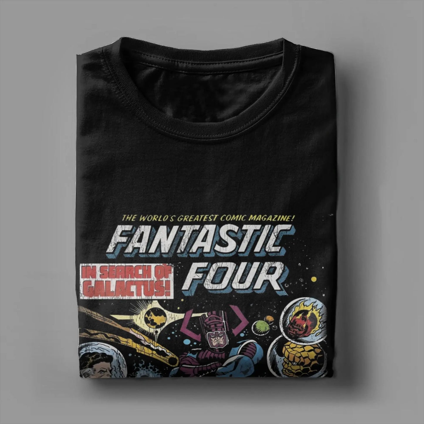 Men's T-Shirt Fantastic Four 4 Funny 100% Cotton Tee Shirt Short Sleeve  T Shirts Round Neck Clothes Printed