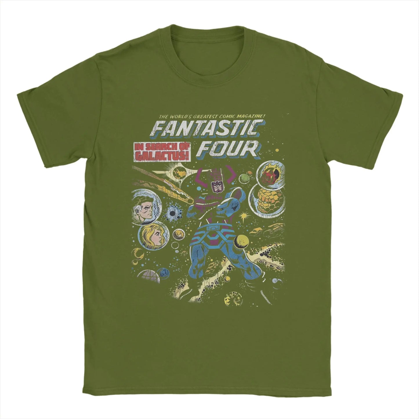 Men's T-Shirt Fantastic Four 4 Funny 100% Cotton Tee Shirt Short Sleeve  T Shirts Round Neck Clothes Printed