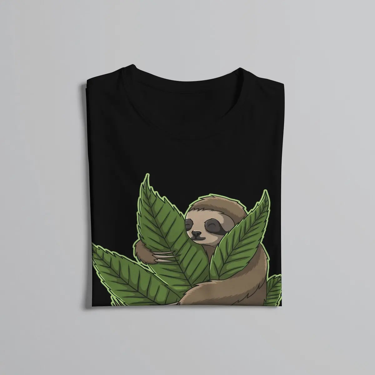 Sloth Cute Huging Marijuana C T Shirt Vintage Teenager Graphic High Quality Tshirt Oversized O-Neck Streetwear