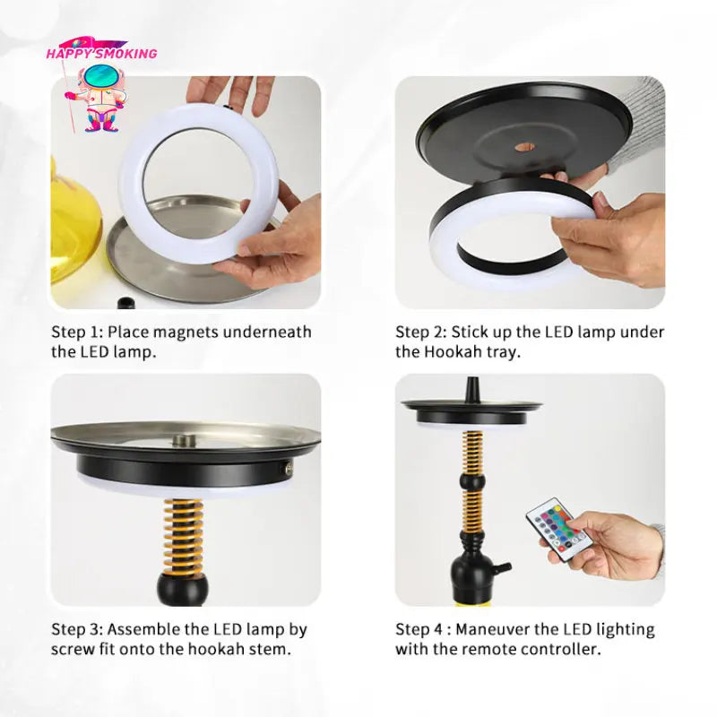 HAPPY SMOKING LED Hookah Light Show Shisha Ring Lamp Magnet Viscose with Remote Control