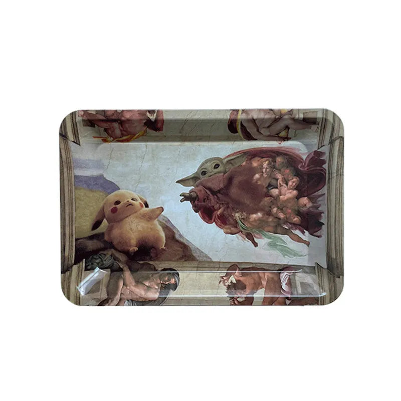 Rolling Tray 18*12.5CM Tobacco Metal Cigarette Smoking Accessories Herb Tinplate Plate Grinder Tools Various Pattern Designs