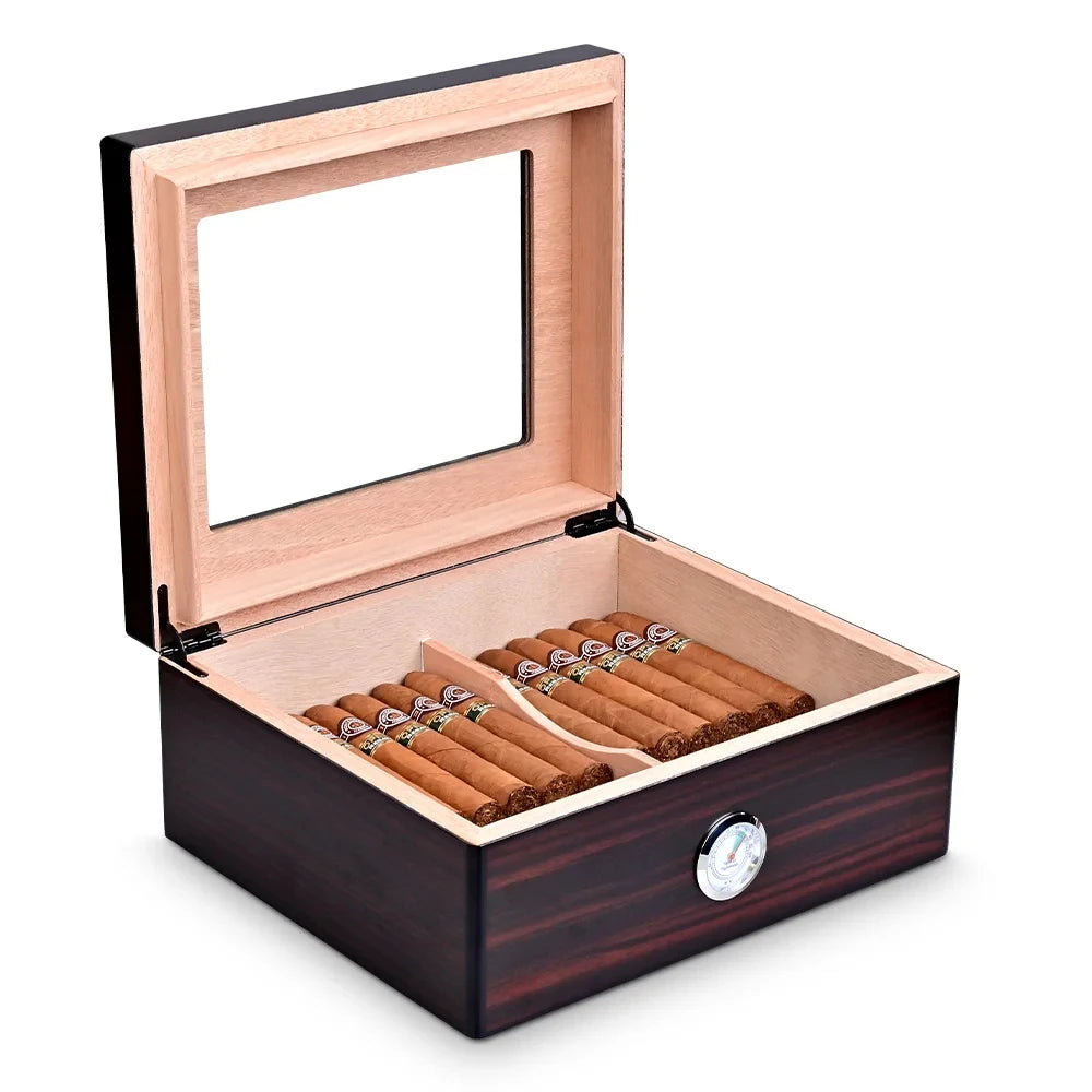 Cedar Cigar Box Humidor Large Cigar Case Portable With Humidifier Hygrometer For Men's Smoking Cigar Storage Fits 50 Cigars