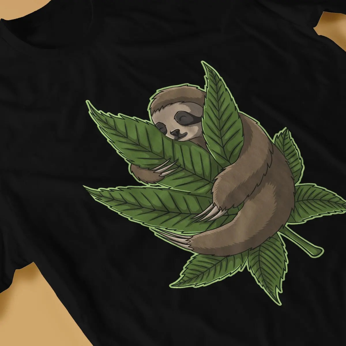 Sloth Cute Huging Marijuana C T Shirt Vintage Teenager Graphic High Quality Tshirt Oversized O-Neck Streetwear