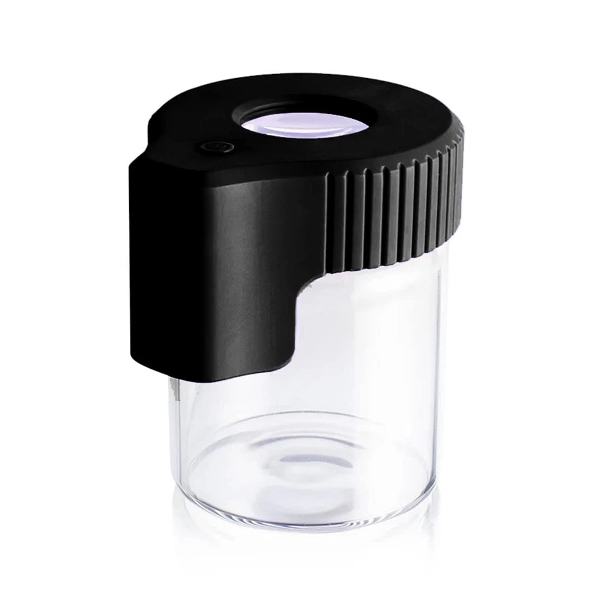 HAPPY Tobacco Glass Jar with Magnifying Lid and Light Transparent Storage Container Clear Stash Herb Jars