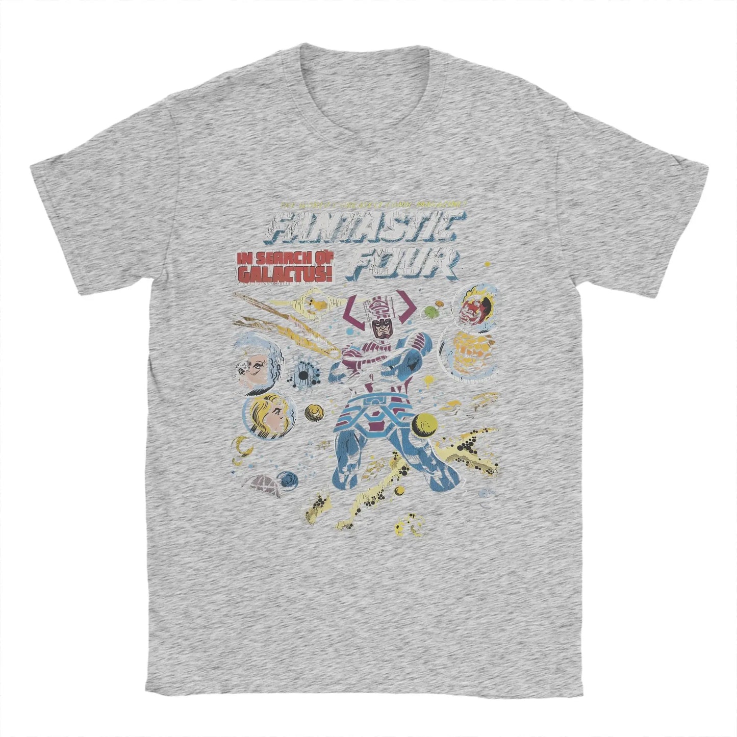 Men's T-Shirt Fantastic Four 4 Funny 100% Cotton Tee Shirt Short Sleeve  T Shirts Round Neck Clothes Printed