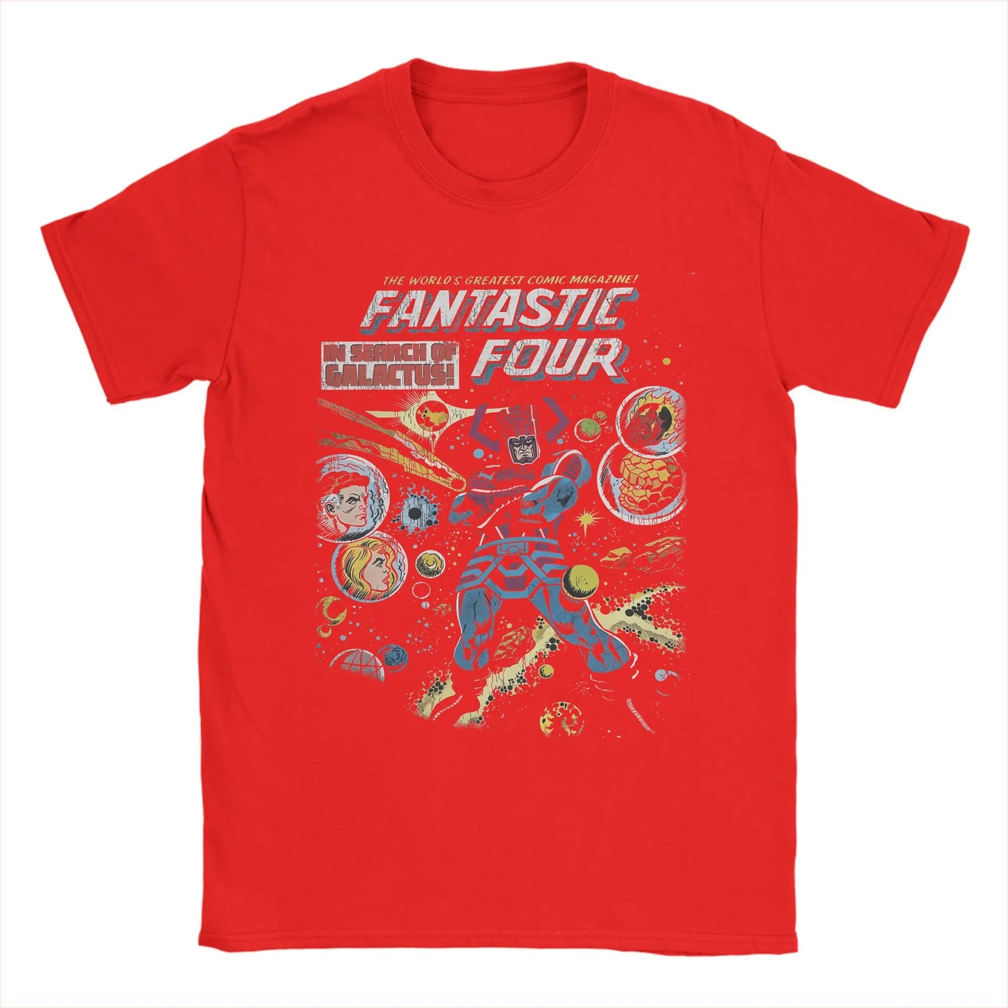 Men's T-Shirt Fantastic Four 4 Funny 100% Cotton Tee Shirt Short Sleeve  T Shirts Round Neck Clothes Printed