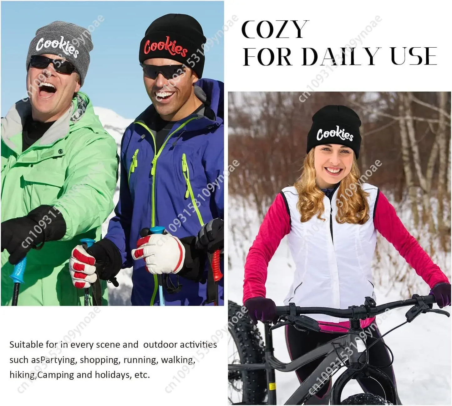 Cookies Embroidery Beanie Hat Winter Knitted Slouchy Cuffed Skull Cap Warm Ski Hats Men Women Soft Comfortable Classic Fashion