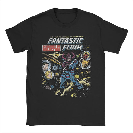 Men's T-Shirt Fantastic Four 4 Funny 100% Cotton Tee Shirt Short Sleeve  T Shirts Round Neck Clothes Printed