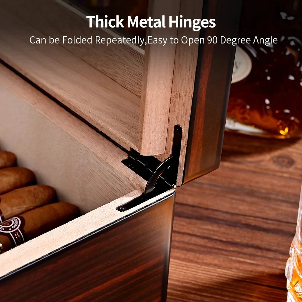 Cedar Cigar Box Humidor Large Cigar Case Portable With Humidifier Hygrometer For Men's Smoking Cigar Storage Fits 50 Cigars