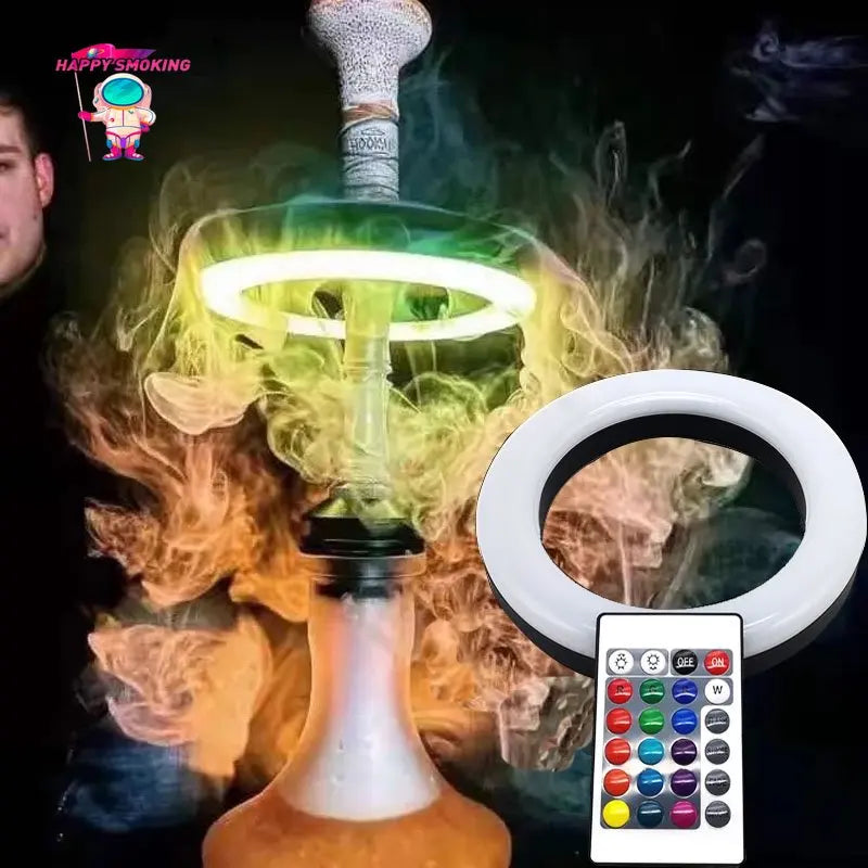 HAPPY SMOKING LED Hookah Light Show Shisha Ring Lamp Magnet Viscose with Remote Control
