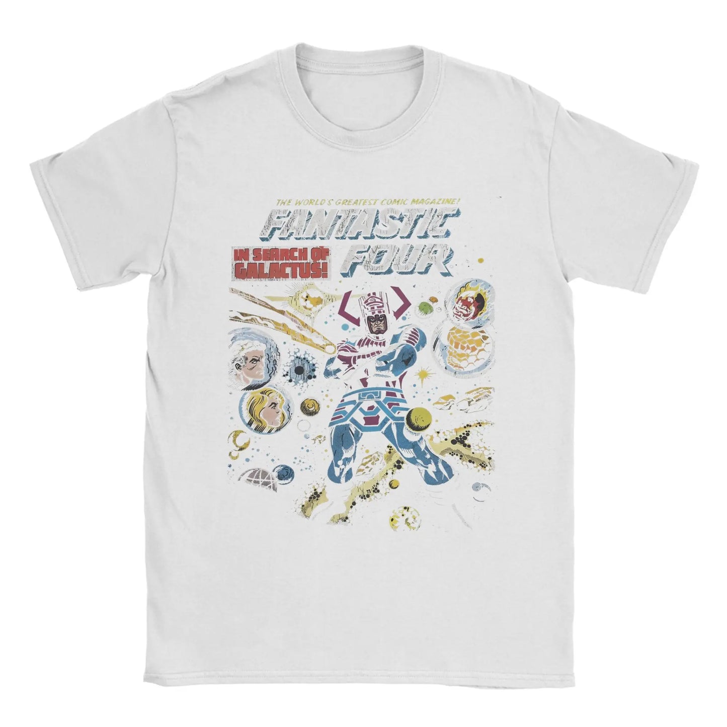 Men's T-Shirt Fantastic Four 4 Funny 100% Cotton Tee Shirt Short Sleeve  T Shirts Round Neck Clothes Printed