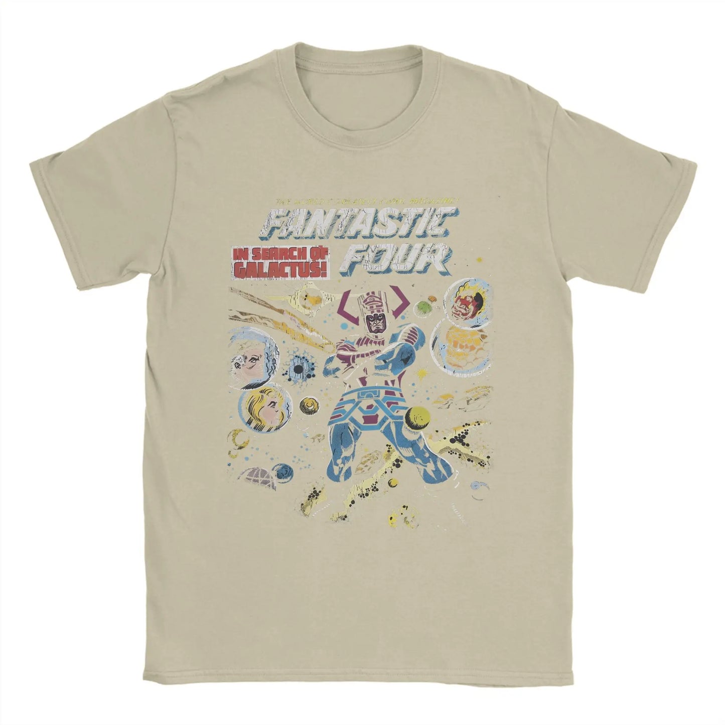 Men's T-Shirt Fantastic Four 4 Funny 100% Cotton Tee Shirt Short Sleeve  T Shirts Round Neck Clothes Printed