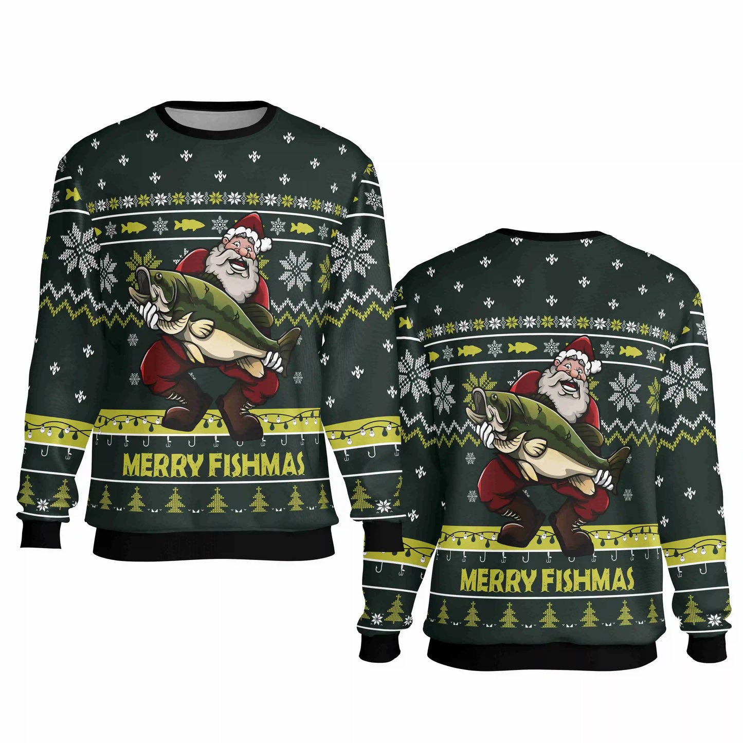 Jumeast Merry Fishmas Men Sweatshirt Hail Santa Women Cutecore Streetwear Christmas Santa Marijuana Graphic Funny DJ Pullover