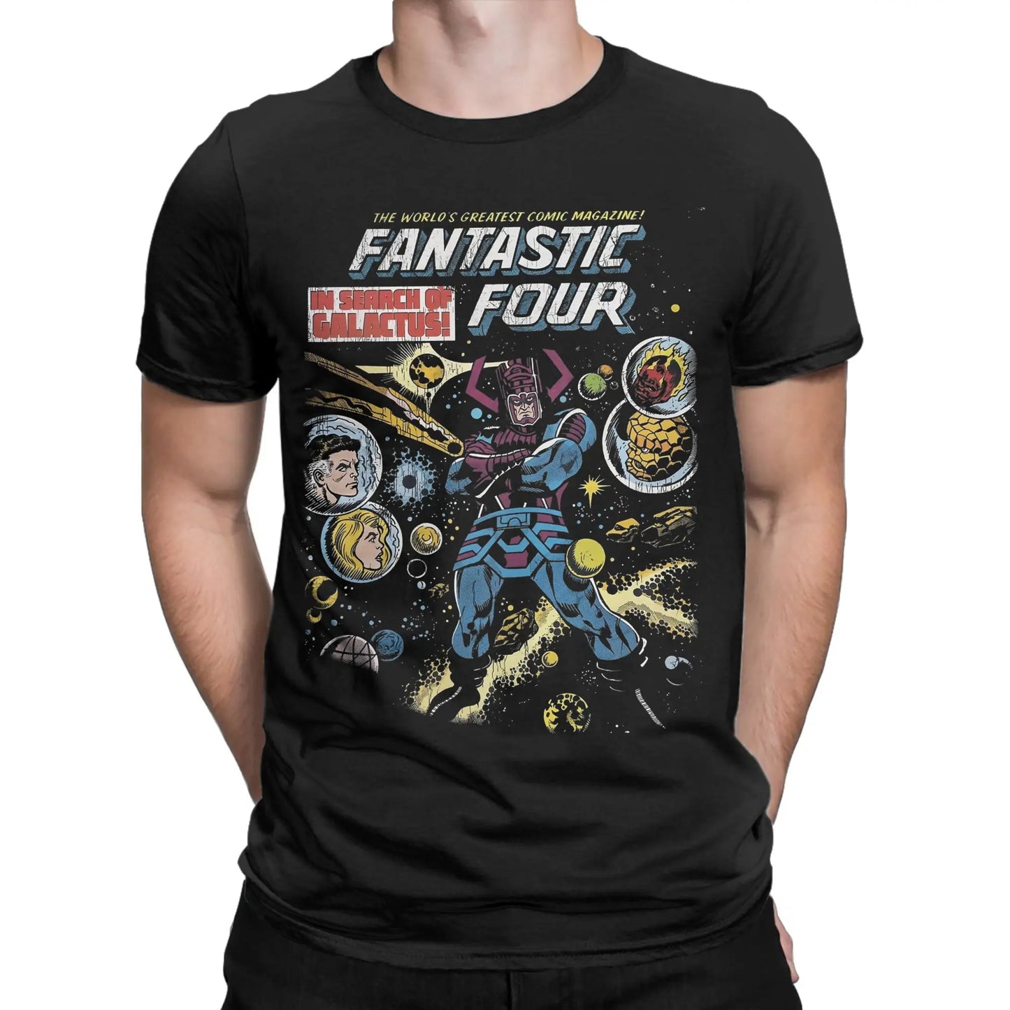 Men's T-Shirt Fantastic Four 4 Funny 100% Cotton Tee Shirt Short Sleeve  T Shirts Round Neck Clothes Printed