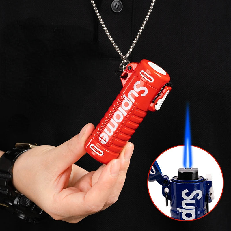 Letter Logo Windproof Lighter Boyfriend Gift Waterproof Jet FlameStrong Firepower Flashlight Smoking Accessories