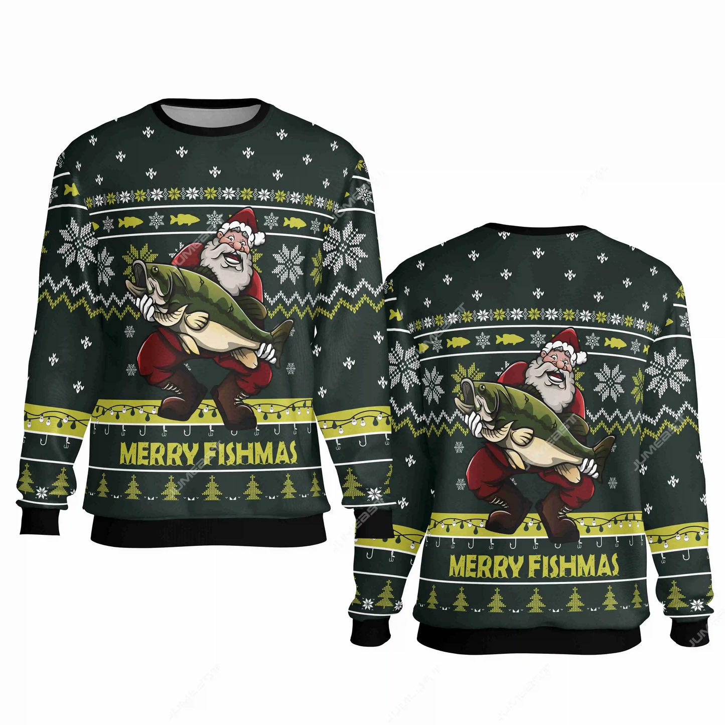 Jumeast Merry Fishmas Men Sweatshirt Hail Santa Women Cutecore Streetwear Christmas Santa Marijuana Graphic Funny DJ Pullover