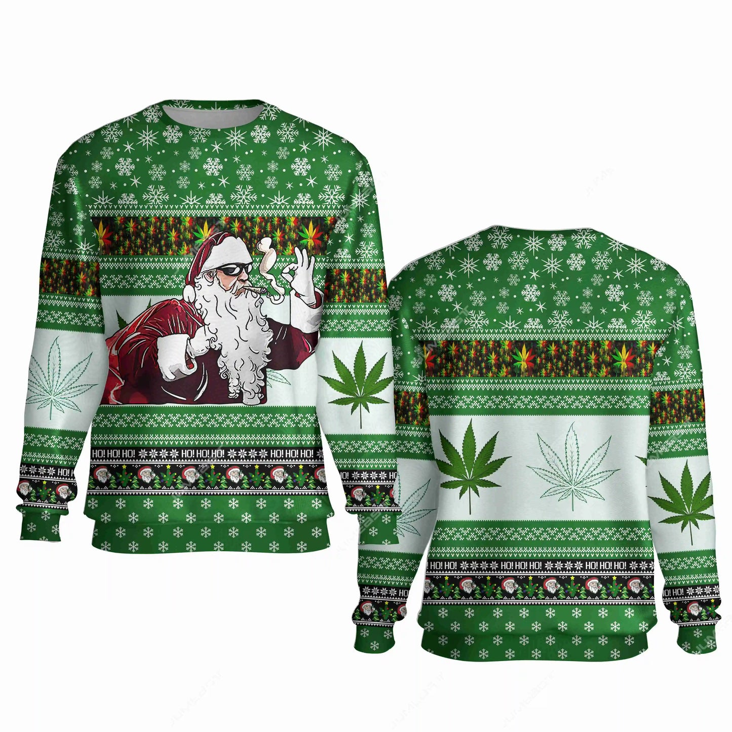 Jumeast Merry Fishmas Men Sweatshirt Hail Santa Women Cutecore Streetwear Christmas Santa Marijuana Graphic Funny DJ Pullover