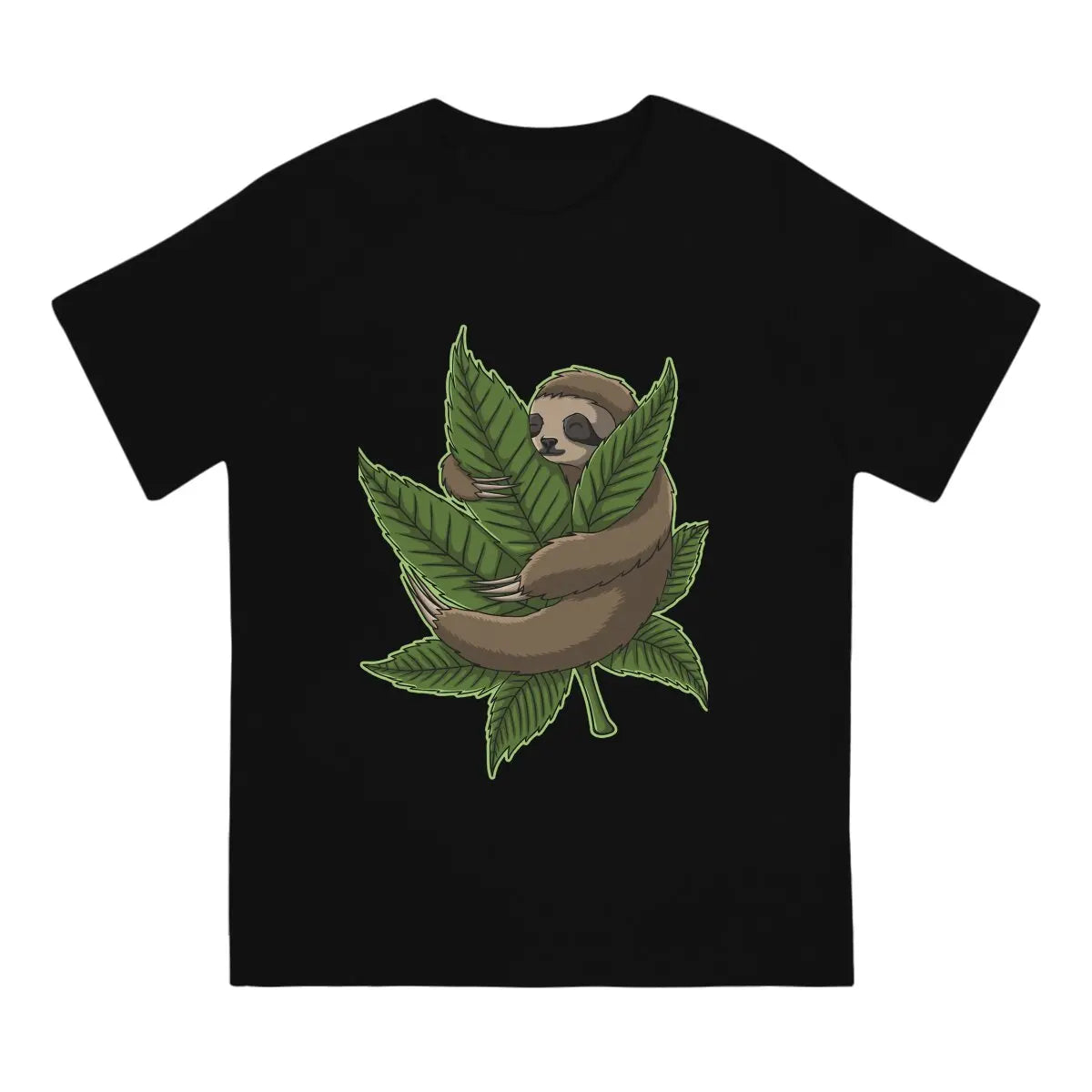 Sloth Cute Huging Marijuana C T Shirt Vintage Teenager Graphic High Quality Tshirt Oversized O-Neck Streetwear