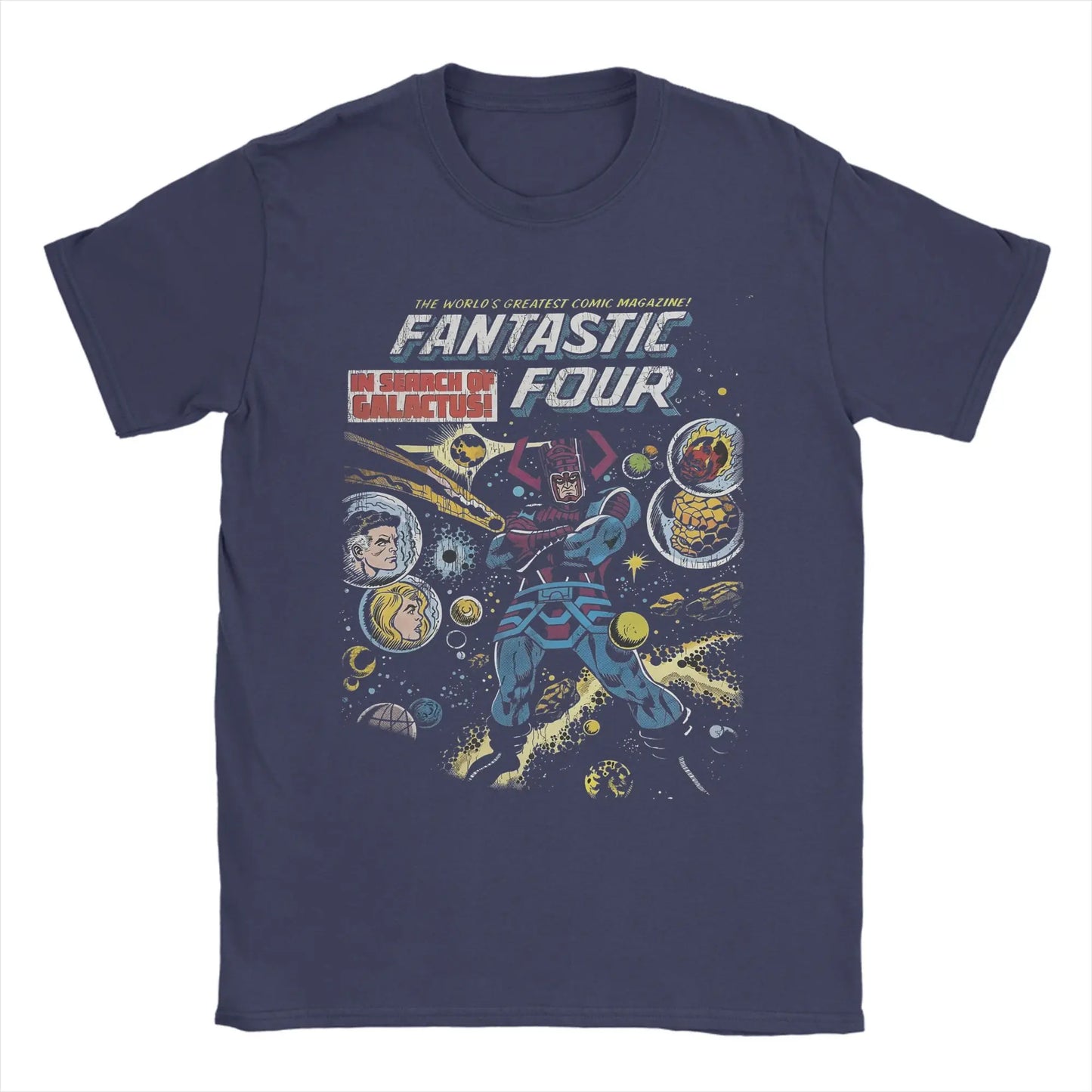 Men's T-Shirt Fantastic Four 4 Funny 100% Cotton Tee Shirt Short Sleeve  T Shirts Round Neck Clothes Printed