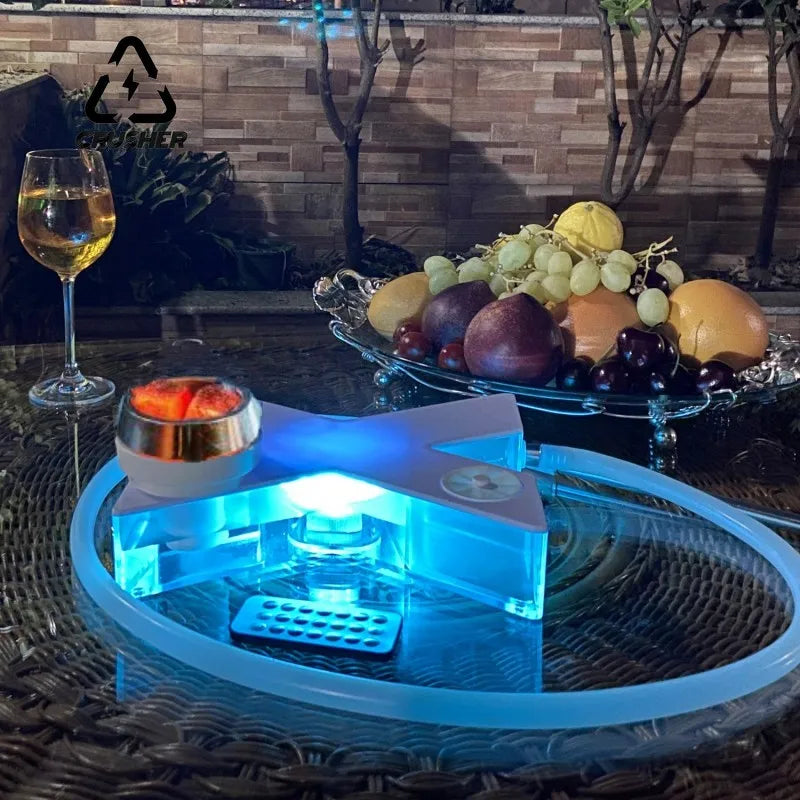 CRUSHER Acrylic X Shape Hookah Set with Tobacco Water Pipe LED Light Narguile Complete for Party Shisha Smoking Pipe Accessories