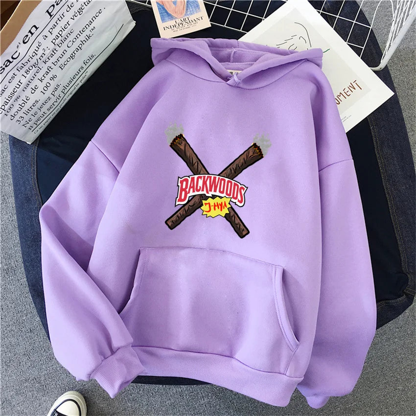 Backwood Autumn Women Hoodies Hip Hop Fleece Woman Casual Pullover Unisex Male Female Hoody Y2K Fashion Clothes Streetwear